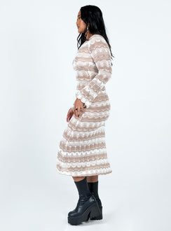 product Princess Polly High Neck  Leah Knit Midi Dress Beige