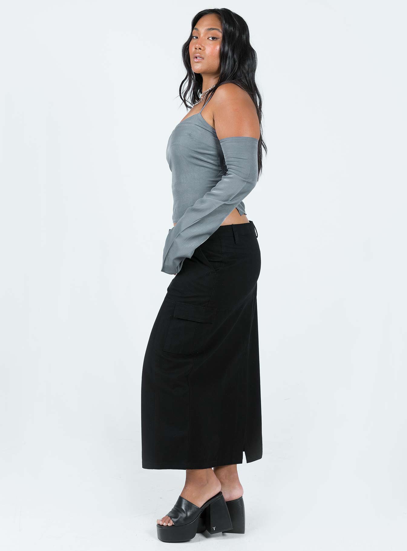 product Motel Widya Skirt Panama Black Princess Polly  Midi Skirts 
