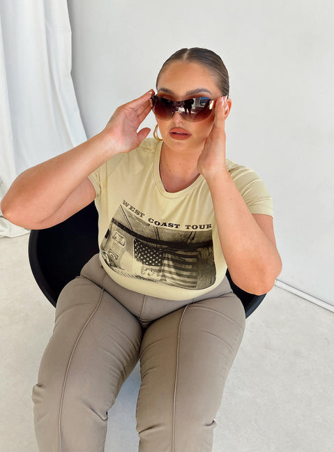 product Princess Polly Short Sleeves Crew Neck  West Coast Longline Tee Multi Curve