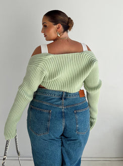 Aytan Bolero Sweater Green Curve Cropped 