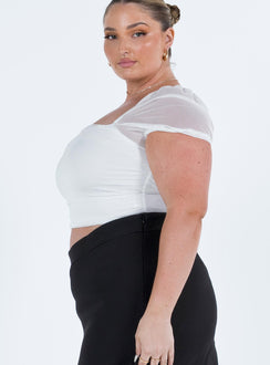 product Princess Polly Sleeveless Asymmetric Neckline  City Lights Crop Top White Curve