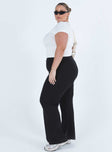 Princess Polly mid-rise  Allen Ribbed Pants Black Curve