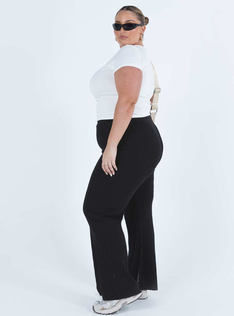 product Princess Polly High Waisted Pants  Allen Ribbed Pants Black Curve