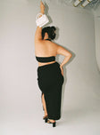 back view of model wearing Princess Polly Abigail Midi Skirt Black Curve Maxi 