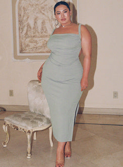 product Princess Polly High Neck  Lainey Midi Dress Sage Curve