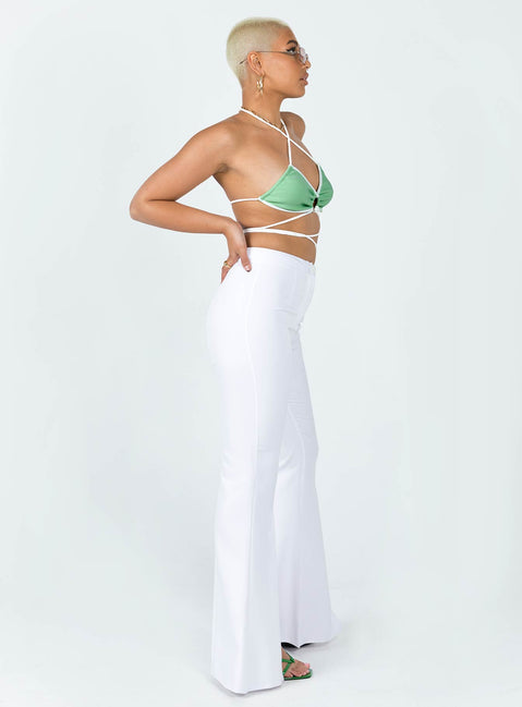 side view of model wearing Princess Polly Dayton Pants White 