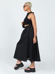   side view of model wearing Princess Polly Leonie Maxi Skirt Black 