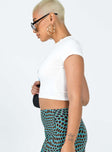 side view of model wearing Princess Polly Rise And Grind Cropped Tee White 