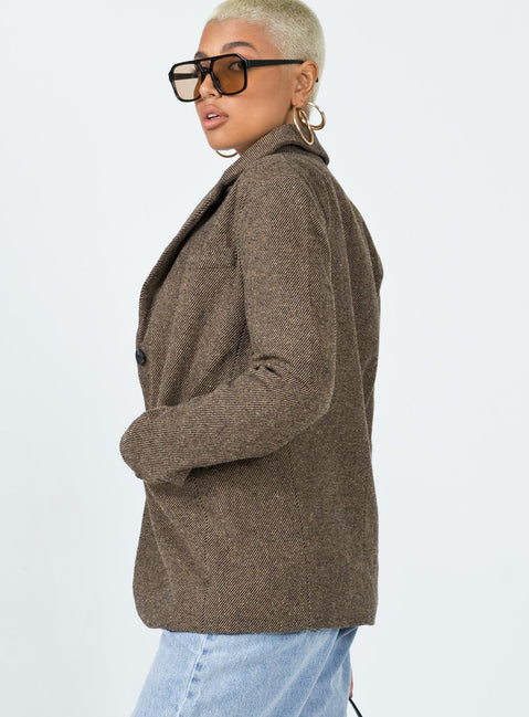 Blazer  100% polyester  Stripe print  Lapel collar  Button front fastening  Faux chest pocket  Twin hip pockets  Satin lined 