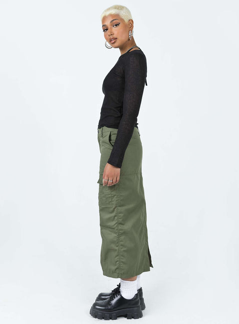 product Motel Widya Skirt Dark Olive Princess Polly  Midi Skirts 