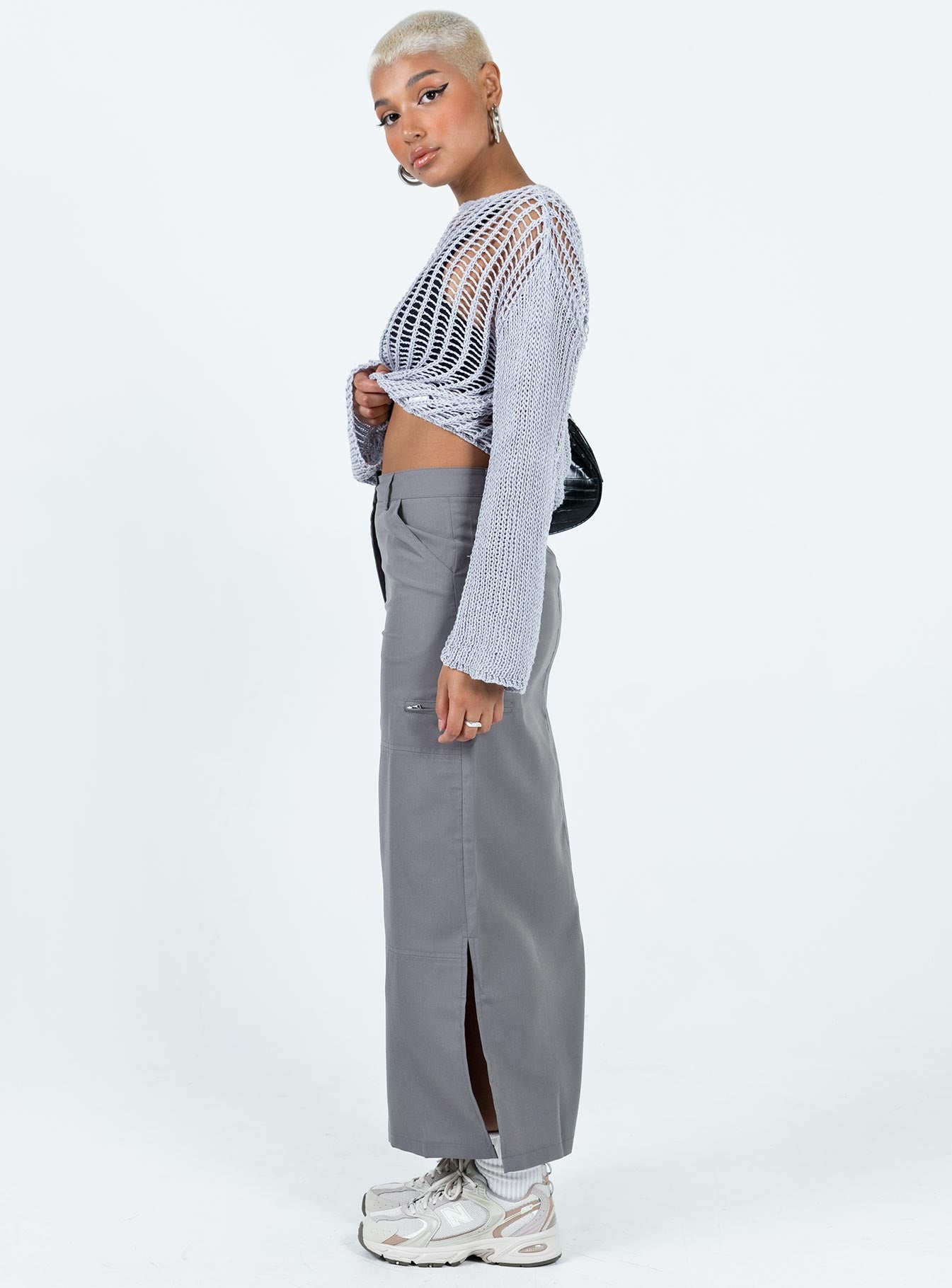 product Elderbery Cargo Maxi Skirt Grey Princess Polly  Maxi 