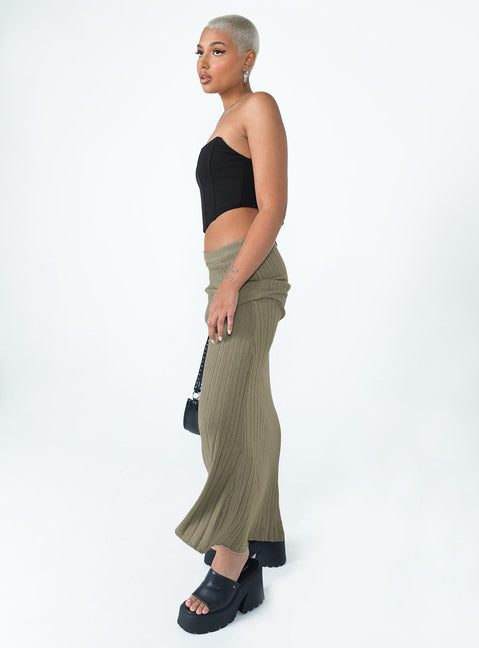 product Belle Knit Maxi Skirt Khaki Princess Polly  Maxi 