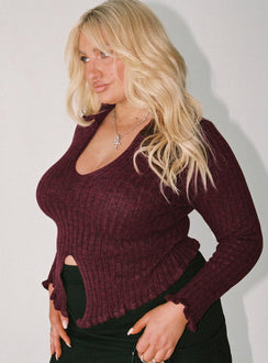 product Princess Polly Full Sleeves High Neck  Lahey Long Sleeve Polo Knit Maroon Curve