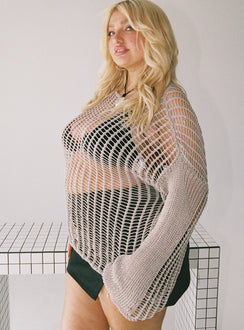 The Kennedy Sweater Beige Curve Princess Polly  Cropped 