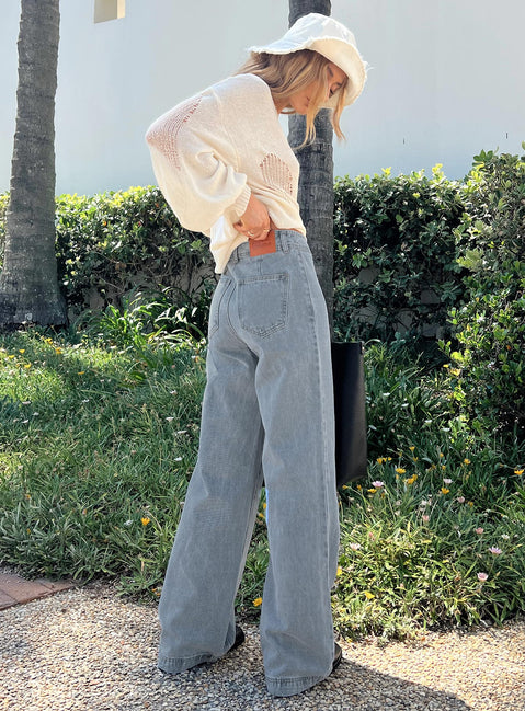 product Princess Polly Low Rise Jeans  Tari Wide Leg Jeans Light Wash Denim