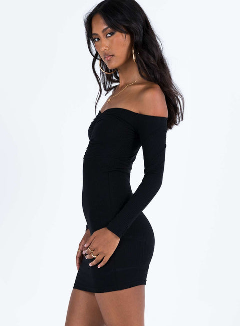 product Princess Polly High Neck  Bovey Long Sleeve Mini Dress Black