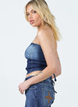 product Princess Polly Sleeveless High Neck  Flaming Denim Tube Top Dark Indigo