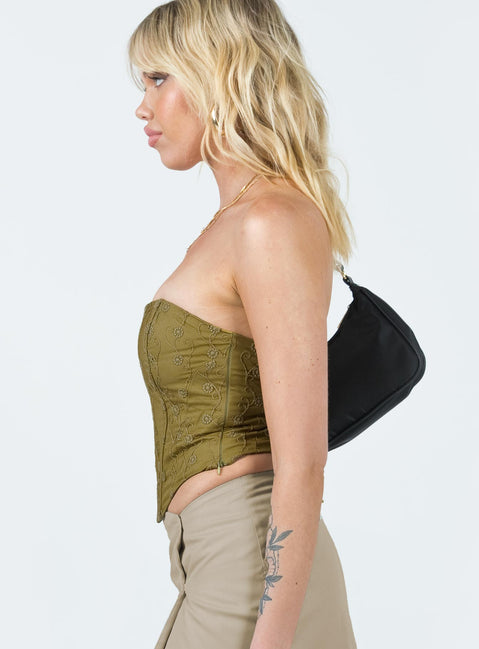 product Princess Polly Full Sleeves Square Neck  Field Daisies Corset Green