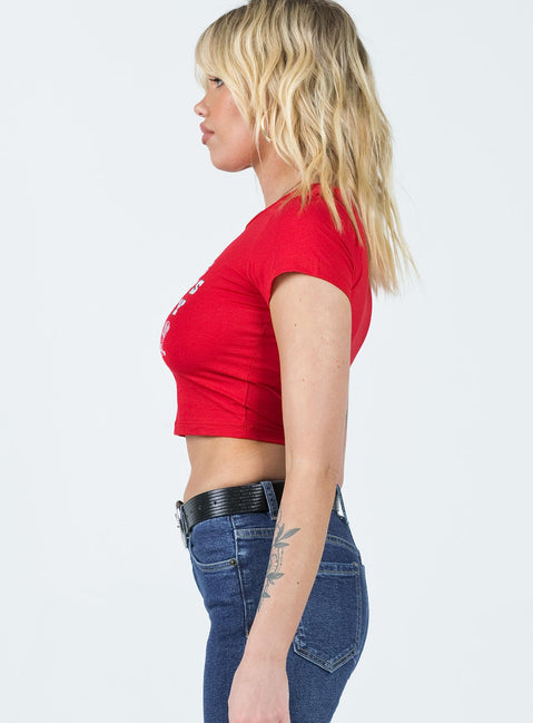 product Princess Polly Short Sleeves Crew Neck  Boots Chaps Tee Red