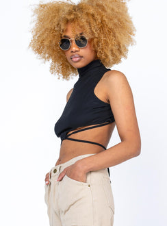 side view of model wearing Princess Polly Jaylin Top Black 