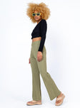 side view of model wearing Princess Polly Reah Knit Pants Green 