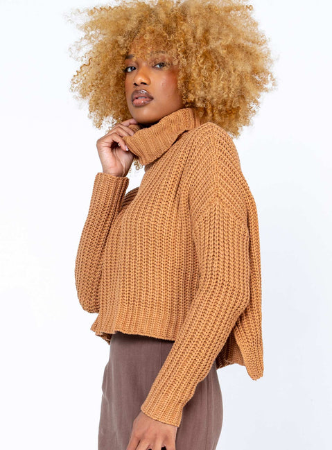 Organic Cotton Albie Turtleneck Sweater Tan