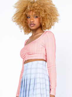 side view of model wearing Princess Polly Delma Top Pink 