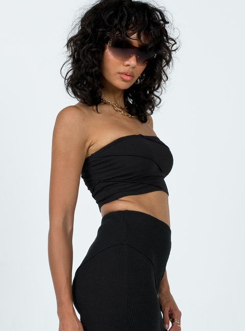 product Princess Polly Sleeveless Asymmetric Neckline  Oscar Strapless Top Black