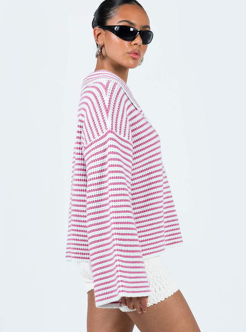 Willbar Oversized Sweater Pink / White Princess Polly  long 