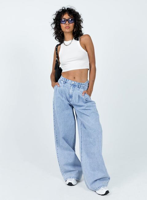 product Princess Polly High Waisted  Bakali Wide Leg Jeans Light Wash
