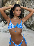 Bikini top Triangle style  Tie front Adjustable shoulder straps Removable padding  Clasp fastening at back