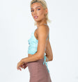 side view of model wearing Princess Polly Alea Top Blue 