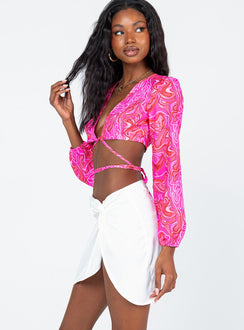   side view of model wearing Princess Polly Nahla Knot Mini Skirt White Mini Skirts 