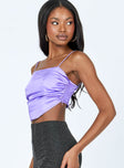 side view of model wearing Princess Polly Ebonie Top Purple 