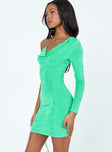 side view of model wearing Princess Polly Kian Mini Dress Green 