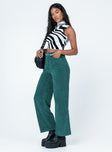 side view of model wearing Princess Polly Shaun Pants Forest Green 