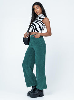 side view of model wearing Princess Polly Shaun Pants Forest Green 