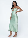 front view of model wearing Princess Polly Danica Maxi Dress Green Scoop Neck 