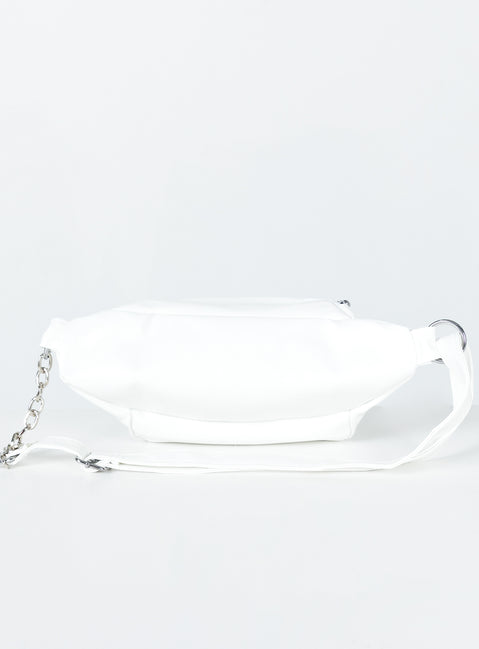 Crossbody belt bag 75% PU 20% polyester 5% zinc alloy Faux leather material  Adjustable strap  Silver-toned hardware  Zip fastenings 