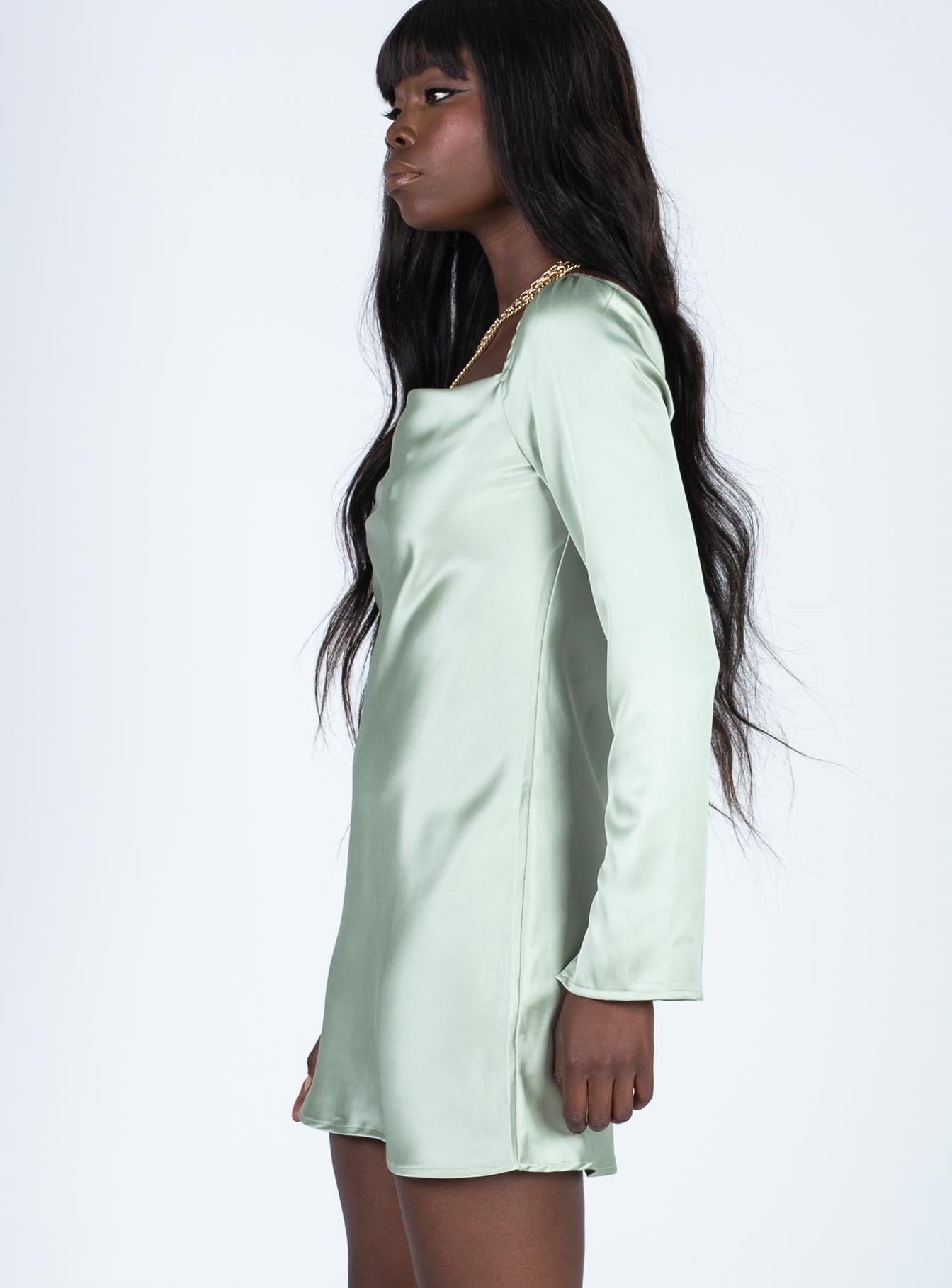 product Princess Polly Asymmetric Neckline  Star Power Mini Dress Sage