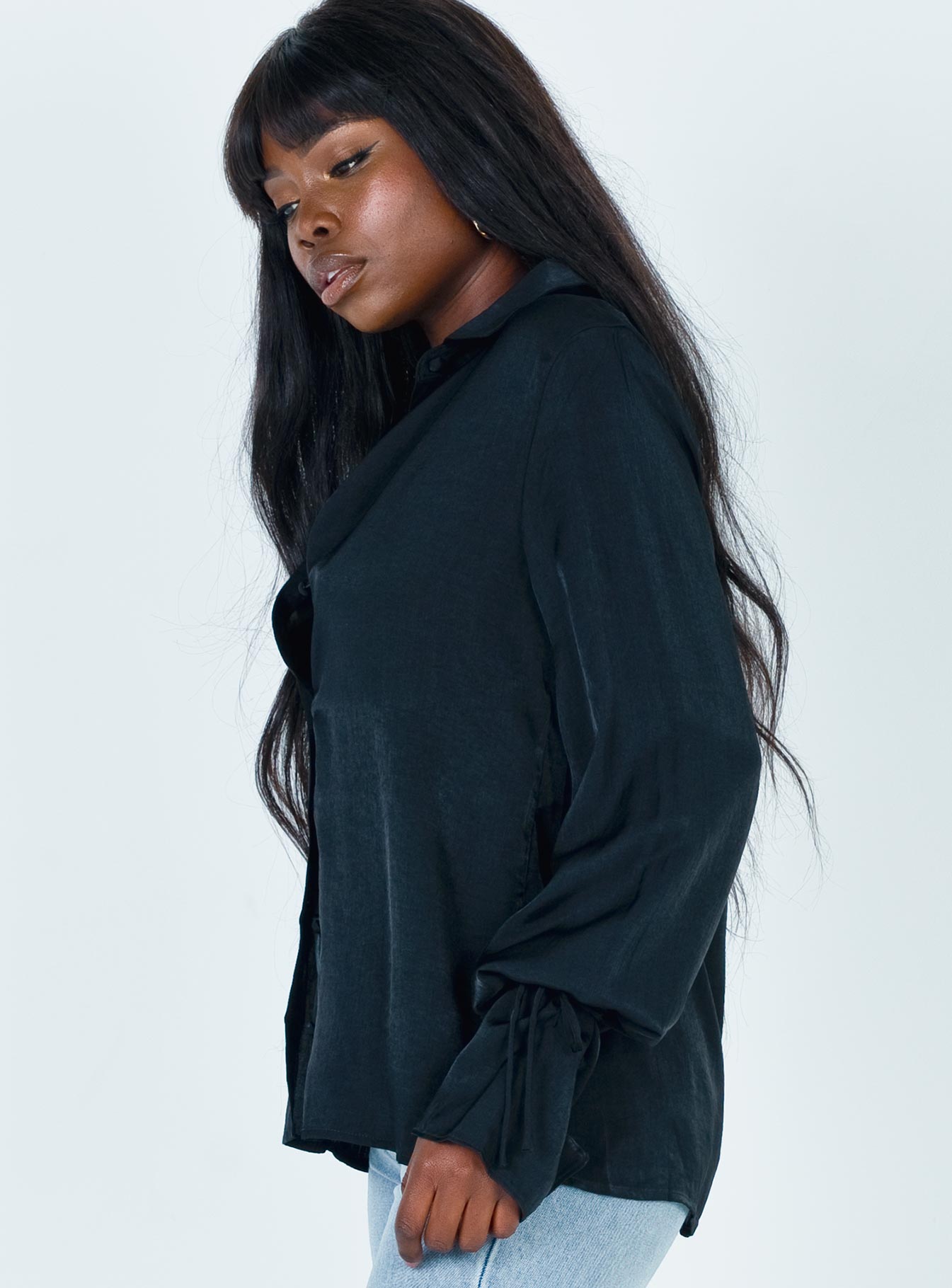 product Princess Polly Full Sleeves Cowl  Forbidden Shirt Black