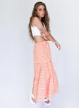   side view of model wearing Princess Polly Hale Midi Skirt Orange 