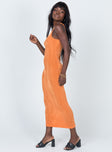 side view of model wearing Princess Polly Everlast Midi Dress Orange 