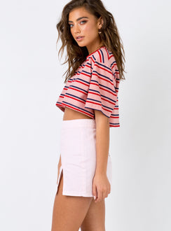   side view of model wearing Princess Polly The Lola Mini Skirt Pink 