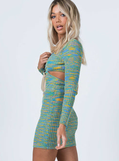 side view of model wearing Princess Polly Lucia Cut Out Mini Dress Green 