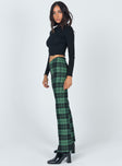 side view of model wearing Princess Polly Zara Pant Green Check 