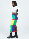   side view of model wearing Princess Polly Lego Midi Skirt Multi 