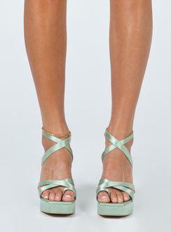 Caprice Heels Green Satin