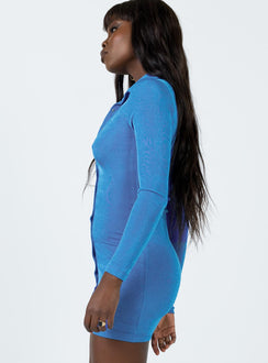 product Princess Polly Asymmetric Neckline  Elody Long Sleeve Mini Dress Blue