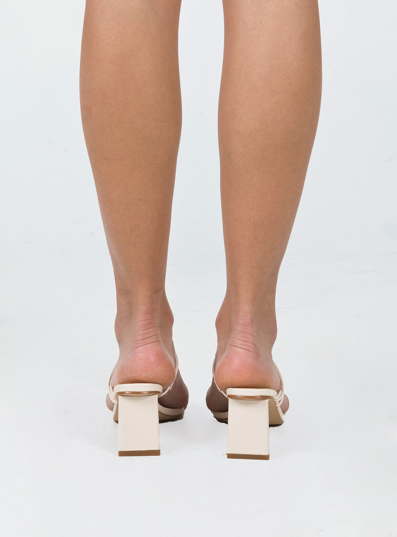 Heels Faux leather material  Strappy upper  Block heel  Square toe 